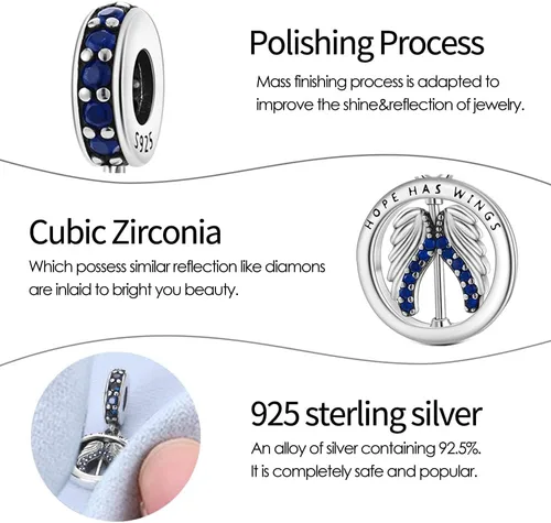 Miniatura 155 de Pandach Dijes colgantes de plata de ley 925 para pulseras y collares, dijes colgantes de Madonna con cuentas de girasol, joyería para mujer