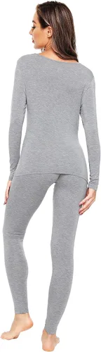 Miniatura 2 de WiWi Conjunto de pijama de viscosa suave de bambú para mujer, ropa interior térmica larga, súper cálida, capa base, pantalones de pijama S-3X
