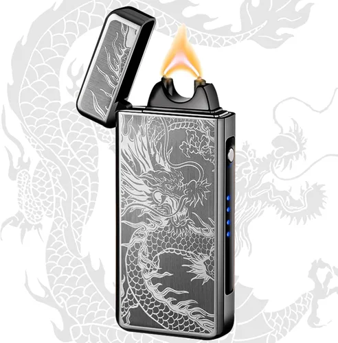 Miniatura 14 de Encendedor de arco resistente al viento, recargable por USB, plasma, sin llama con indicador de batería, ideal para velas, barbacoas y fuegos Flor