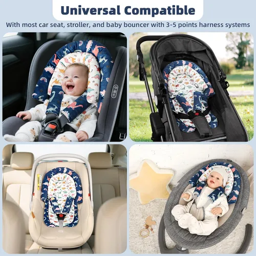 Miniatura 6 de Soporte para la cabeza del asiento de automóvil para bebé, cojín mejorado 2 en 1 para asiento de automóvil infantil y fundas de correa para niños