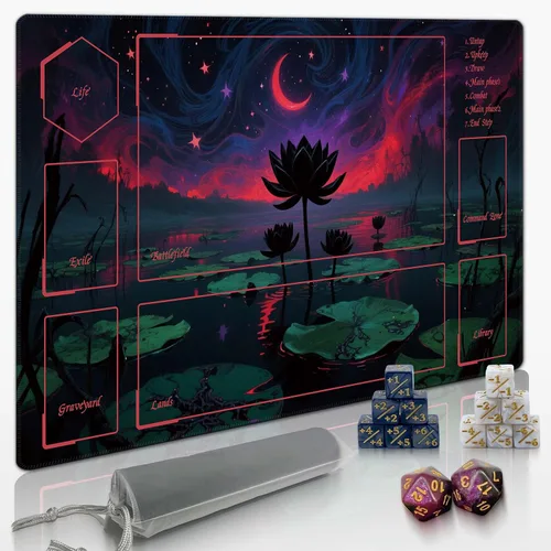 Miniatura 23 de Tapete MTG TCG -Incluye tubo de almacenamiento y 7 dados-¡Experimenta calidad de primer nivel y alfombrilla impermeable y antideslizante con bloqueo