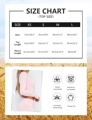 Miniatura 5 de ICOBID Conjunto de 2 piezas para mujer, camiseta corta básica de manga larga y leggings acampanados, pantalones de yoga de cintura baja