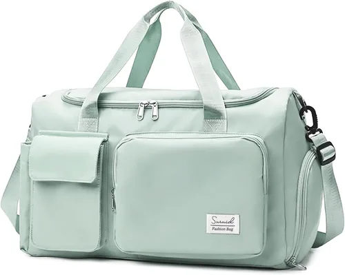 Suruid Bolsa de gimnasio deportiva con compartimento para zapatos, bolsa de viaje con bolsillo separado seco y húmedo para hombres y mujeres, bolsa