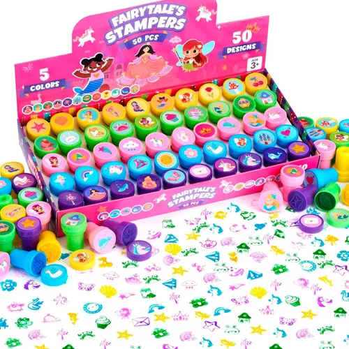 Miniatura 10 de JOYIN 50 sellos de animales para niños, con 50 diseños diferentes, granja, animales marinos, sellos para manualidades, caja de premios juguetes
