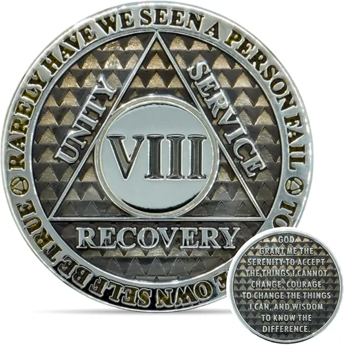 Miniatura 17 de Moneda de sobriedad de 10 años Chip AA Legacy Ficha de aniversario de recuperación de triplaca gruesa (Aqua)