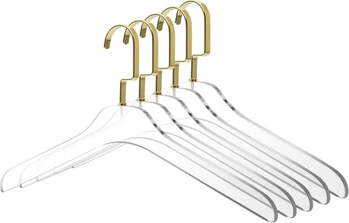 Perchas de acrílico transparente de calidad, elegante colgador de ropa con gancho plateado, percha para vestido, traje, organizador de armario,