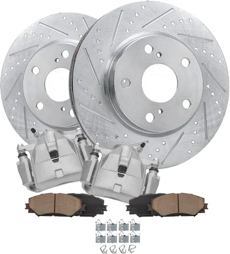 Miniatura 27 de Detroit Axle - Kit de freno trasero para Mercedes-Benz ML320 1998-2003, rotores de freno de disco ranurados perforados 03-05 ML350 Pastillas