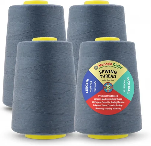 Miniatura 44 de Mandala Crafts 4 Pack of Serger Threads Cones Spools - 20S/2 24000 Yards Polyester Baby Blue Threads for Sergers Machine and Overlock Quilting