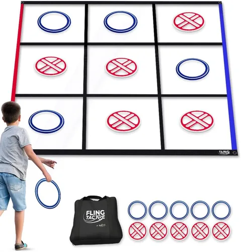 Swooc Games® - Fling Tac Toe™ (9 pies x 9 pies) Juego gigante de Tic Tac Toe al aire libre | Juegos gigantes resistentes a la intemperie para