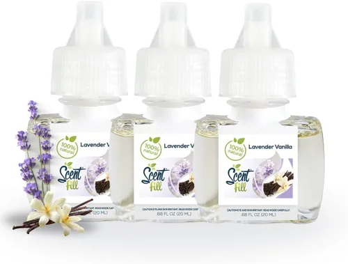 Miniatura 13 de Scent Fill Ambientador 100% natural de cereza y almendra con enchufe, recambios de aceite perfumado, 3 recambios