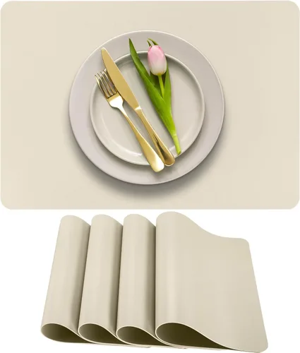 Miniatura 13 de More Décor - Juego de 6 manteles individuales de piel sintética para mesa de comedor, impermeables, lavables, resistentes a las manchas y al calor