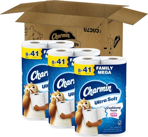 Miniatura 11 de Charmin Papel higiénico Ultra Soft Cushiony Touch, 24 mega rollos familiares = 123 rollos regulares