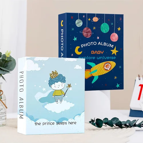 Miniatura 5 de Álbum de fotos de 4 x 6 pulgadas, paquete de 2 álbumes de fotos pequeños para bebés, cargador superior, cada mini álbum de fotos tiene capacidad