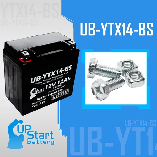 Miniatura 5 de Repuesto para Honda TRX300 Fourtrax 300 CC 1988 activado de fábrica, sin mantenimiento, batería ATV - 12V, 12AH, UB-YTX14-BS