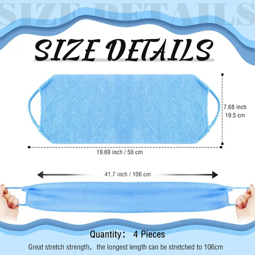 Miniatura 2 de Exfoliante de espalda para ducha, paño para la espalda, toalla de longitud extendida, de nailon, con correa elástica, para baño, paquete de 2