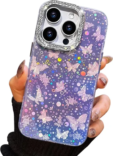 Miniatura 42 de I-MGAE-IN-AR Funda compacta para iPhone 11, diseño de mariposa, marco de protección de lente de cámara con diamante 3D, bonitas fundas protectoras