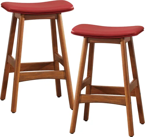 Miniatura 6 de Lexicon Springfield Taburete de altura de asiento de silla de montar (juego de 2), 25 pulgadas SH, negro mate