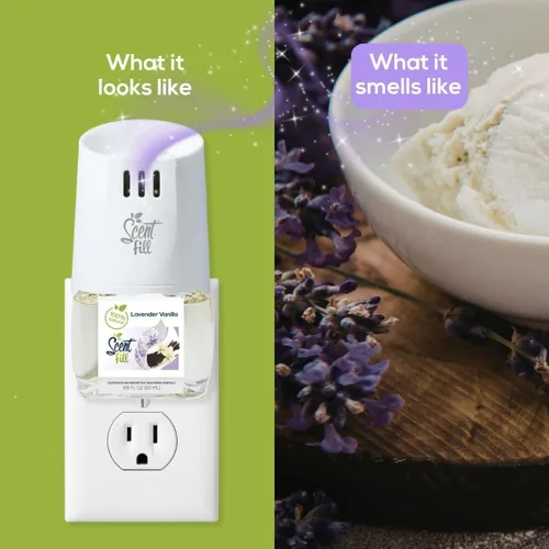 Miniatura 4 de Scent Fill Ambientador enchufable 100% natural de lavanda y vainilla, recargas de aceite perfumado, 2 recargas + difusor
