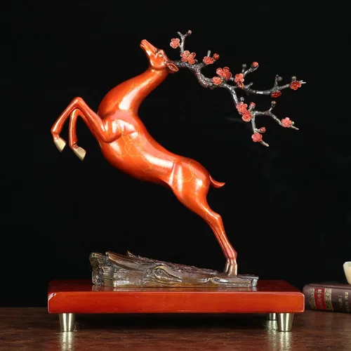Miniatura 3 de Chinese feng shui statue sculpture Pure Copper Crafts Deer Statue Copper Deer Decoration Home Living Room Wine Cabinet Deer Ornament Housewarming