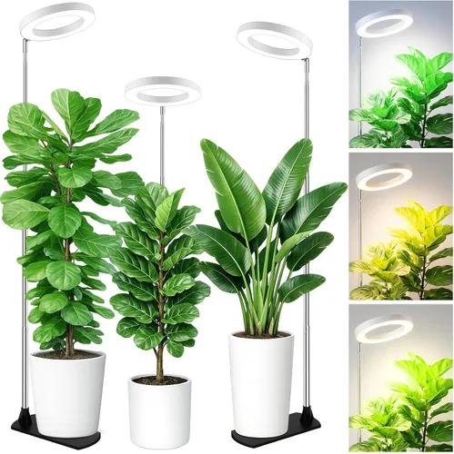 Miniatura 19 de LBW - Luces de cultivo para plantas de interior, luz de plantas de espectro completo de 144 LEDs, lámpara grande para plantas con 4 niveles Blanco