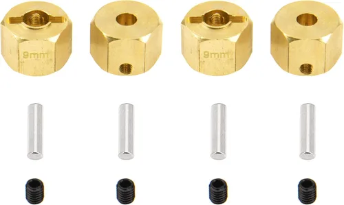 Miniatura 7 de Adaptador de cubo hexagonal de latón de 0.472 in con pasadores de contrapeso compatible con Axial SCX10 90046 Tamiya CC01 D90 Redcat Gen7 1/10 RC