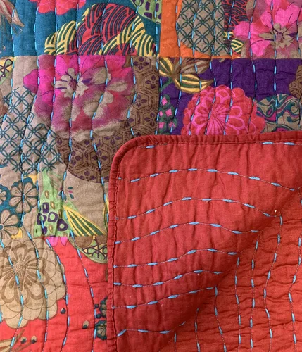 Miniatura 5 de Greenland Home Jewel Manta de Tiro 100% Algodón con Acolchado Estilo Kantha, Multicolor