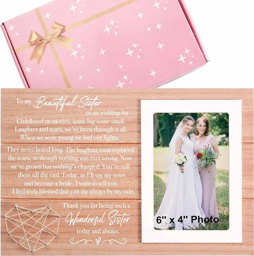 Miniatura 18 de Regalo de marco de fotos de boda para dama de honor de la novia, despedida de soltera, ducha nupcial para mejores amigas, hermana, mejor amiga - "Él