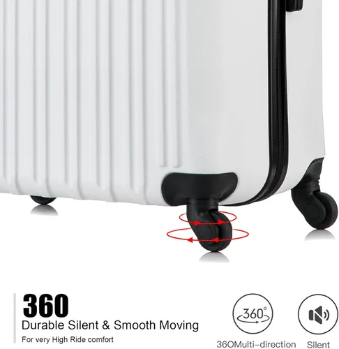 Miniatura 5 de 4 piezas equipaje conjuntos ligero ABS durable maleta Spinner ruedas Hardshell viaje maletas, Blanco leche, Equipaje ligero e impermeable con rueda