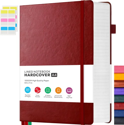 Miniatura 24 de FOCUS DAY Cuaderno de Cuero con Páginas Rayadas, 320 Páginas Cuaderno de Tapa Dura para Escribir y Tomar Notas para Mujeres y Hombres, B5