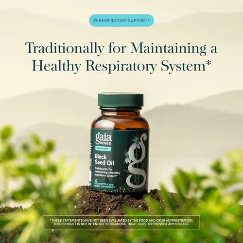 Miniatura 3 de Gaia Herbs Aceite de semilla negra – Cápsulas prensadas en frío con semillas de Nigella tradicionalmente usadas para apoyo pulmonar, respiratorio