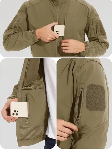 Miniatura 2 de TACVASEN Chaqueta táctica para hombre con capucha, resistente al agua, para operaciones especiales, capa softshell militar