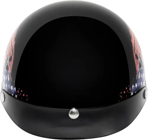 Miniatura 4 de VCAN Cruiser - Casco de motocicleta de media cara con visera abatible, pico extraíble y hebilla de liberación rápida Bandera negra brillante
