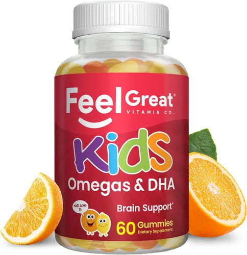 Miniatura 9 de Feel Great Vitamins Kids DHA Gummies con Omega 3 6 9, vitamina C (paquete de 2) Apoya la función cerebral saludable, la visión y la salud