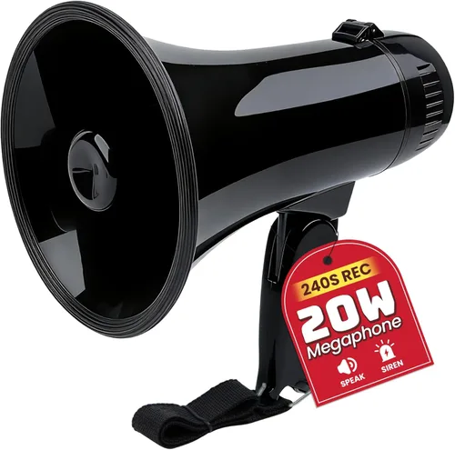 Miniatura 20 de MyMealivos 20W Megaphone Bullhorn, Built in Siren & 240s Recording, 5.4"×8.6" Portable Megaphone with Volume Control Cover Up to 300 feet+ for Verde