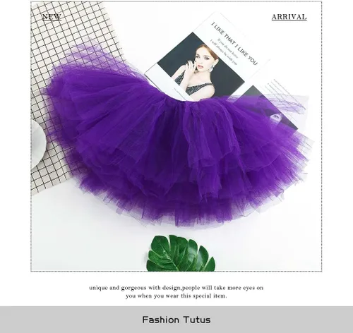 Miniatura 39 de REETAN Falda tutú de ballet de 6 capas de tul corto tutús para mujer