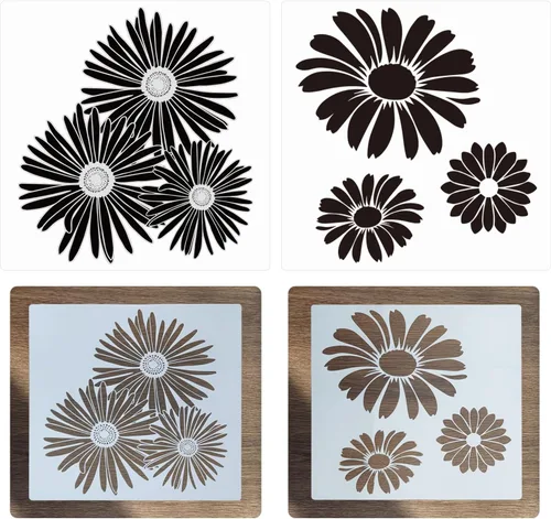 Paquete de 2 plantillas de suelo grandes para pintar pisos, plantillas de pared decorativas para patrones grandes, plantillas de azulejos, plantilla