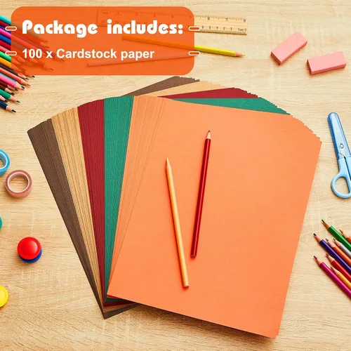 Miniatura 3 de Sinmoe 100 hojas de papel de cartulina de 5 tonos de 8.5 x 11 pulgadas, 6.35 oz/m², papel de impresora de núcleo sólido para álbumes de recortes