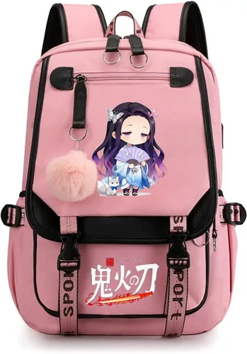 Miniatura 16 de Mochila de anime para niñas con puerto de carga USB 20L, mochila escolar para adolescentes, mochila grande para computadora portátil para viajes uso