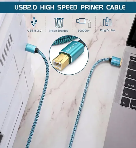 Miniatura 5 de Cable de impresora USB 2.0 de 30 pies - Tipo A macho a B macho, compatible con HP, Canon, Dell, Epson, Xerox y más