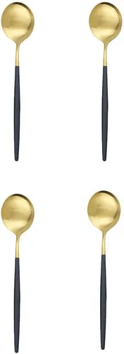 Miniatura 21 de Cuchara de té mate, cubiertos de acero inoxidable para café, vajilla pequeña agitadora de 5.11 pulgadas, color negro