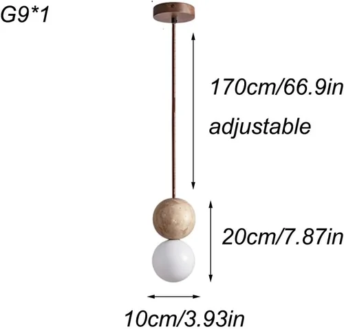 Miniatura 5 de Moderna lámpara colgante de mármol con forma de globo, mini iluminación colgante de techo de piedra natural, cable ajustable de cúpula E27/E26