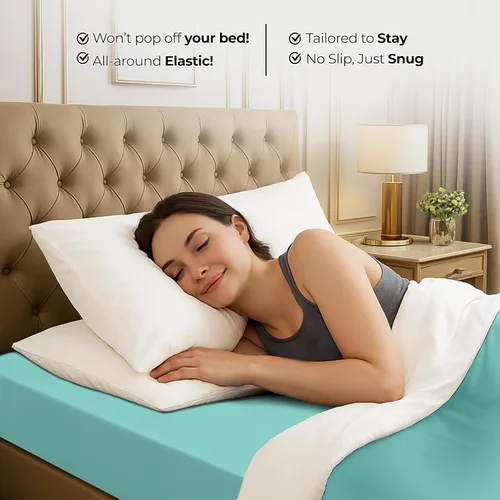 Miniatura 8 de Utopia Bedding Sábana Bajera Completa Ajustada - Sábana de Fondo - Bolsillo Profundo - Microfibra Suave - Resistente al Encogimiento y la Azul Spa