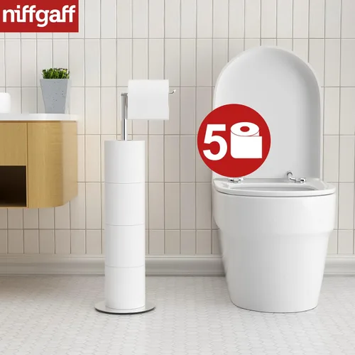 Miniatura 2 de Soporte y dispensador de papel higiénico para 4 rollos de repuesto, estante de almacenamiento de rollos de papel higiénico de acero inoxidable Plata