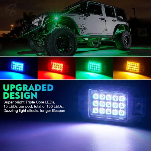 Miniatura 3 de Xprite - Kit de luces LED RGB bluetooth con controlador RF, luces neón multicolor intermitentes que sincronizan con la música para vehículos
