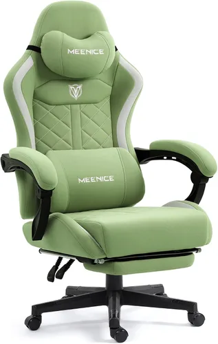 Miniatura 8 de Silla de juegos grande y alta de tela con cojín de resorte de bolsillo, sillas de juegos de respaldo alto y servicio pesado para adultos con soporte