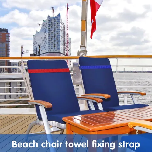 Miniatura 6 de Paquete de 8 bandas de toalla de playa, bandas de toalla de playa, clips de toalla elásticos para sillas de playa, artículos esenciales de crucero