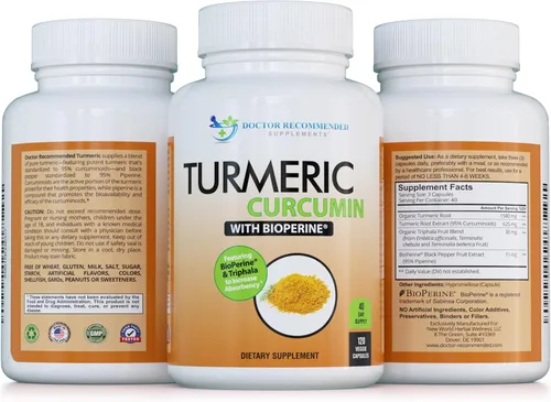 Curcumina de cúrcuma - 2250 mg/d - Cápsulas vegetales - 95% curcuminoides con extracto de pimienta negra (Bioperine) - Cápsulas de 750 mg - 100%