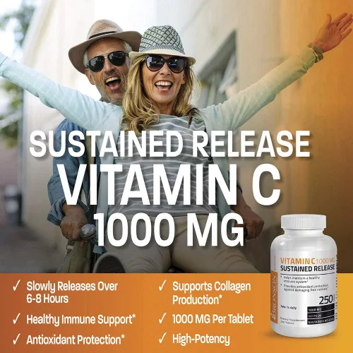 Miniatura 3 de Bronson Vitamina C 1000 mg de liberación sostenida de ácido ascórbico sin OMG, 250 tabletas