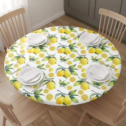 Miniatura 14 de WOAIDY Mantel ajustable redondo elástico, diseño de pájaro, tela de poliéster elástica para cocina, decoración de fiesta de comedor, funda de mesa 4