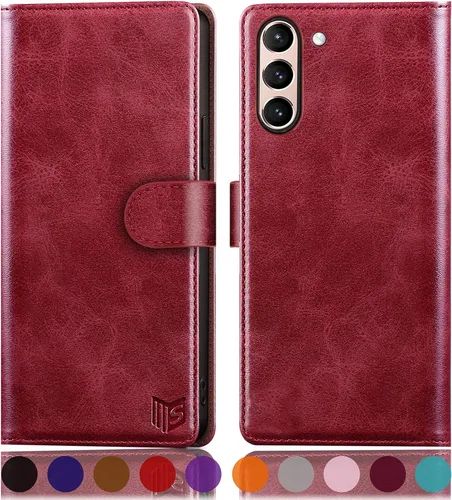 Miniatura 10 de SUANPOT Funda tipo cartera para Samsung Galaxy S21 FE con bloqueo RFID, soporte para tarjetas de crédito, de piel sintética, con tapa para teléfono